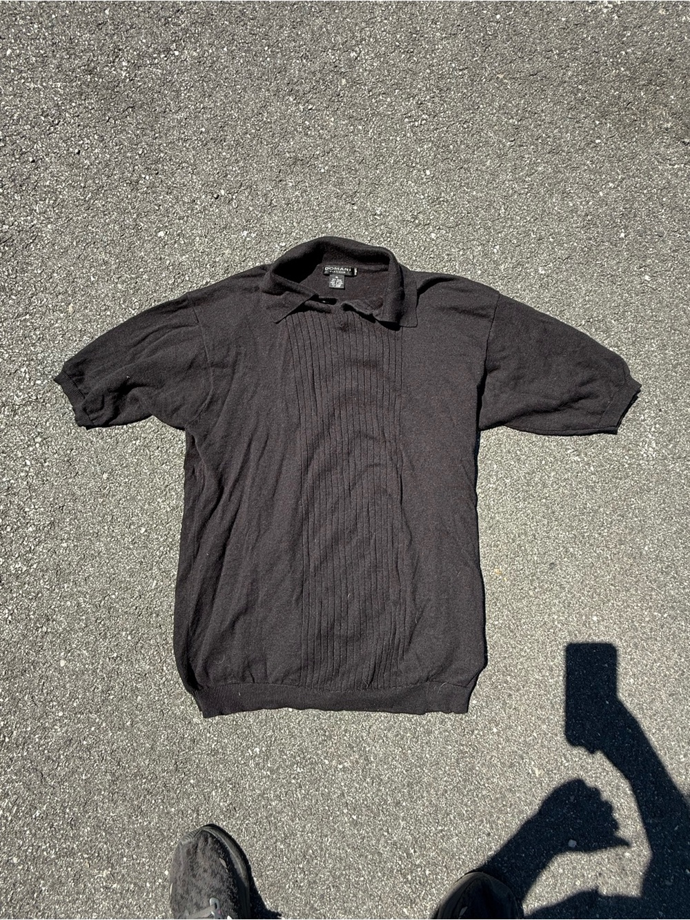Men's Black Short-Sleeve Polo Sweater - Casual Knit